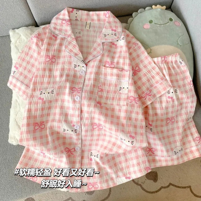 儿童睡衣女孩2025新款夏季薄款女童套装空调房初中生女宝家居服
