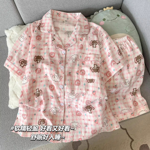 儿童睡衣女短袖 夏天小女孩2025新款 夏季 公主风甜美女童家居服套装
