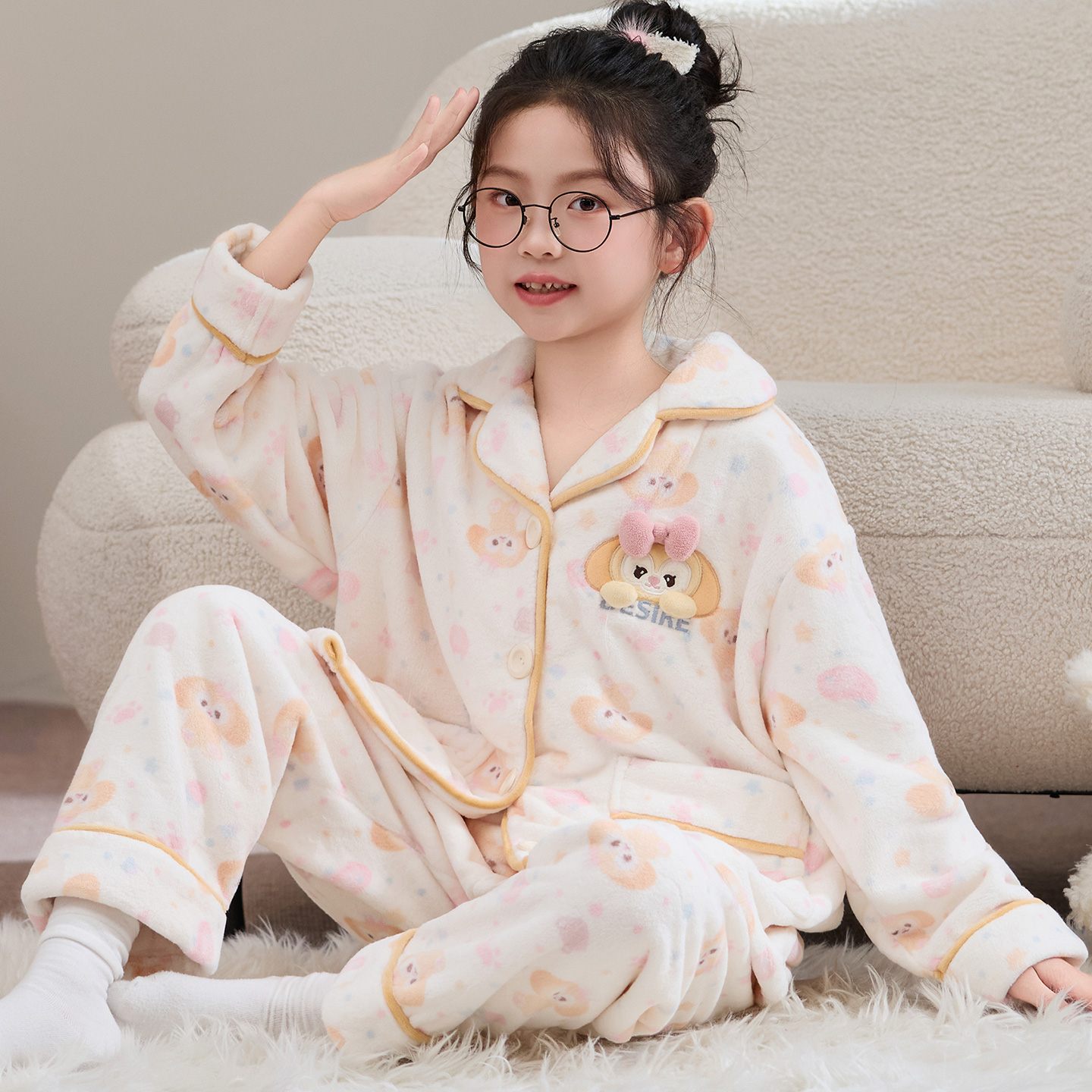 加厚款儿童睡衣女2025新款加绒秋冬季法兰绒女童冬款珊瑚绒家居服