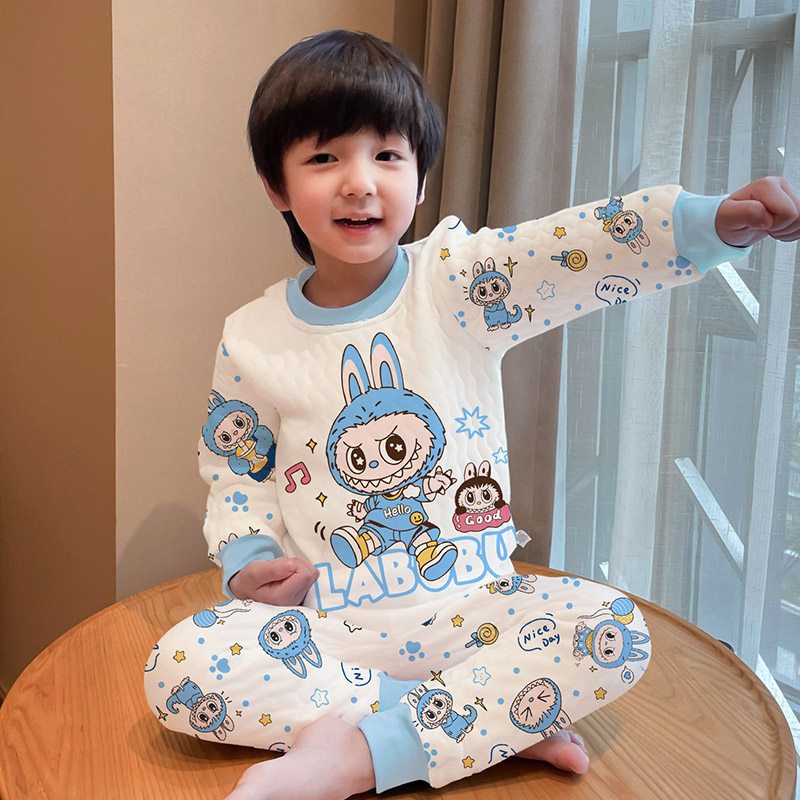 儿童三层夹棉秋衣秋裤套装男童卡通打底保暖内衣加厚纯棉男孩睡衣,童装/婴儿装/亲子装,家居服套装,淘宝优惠券,粉丝福利购,淘宝优惠卷