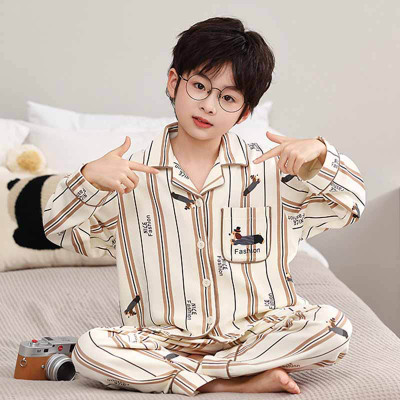 儿童睡衣秋冬季纯棉长袖中大童男孩2025新款青少年男童家居服秋款