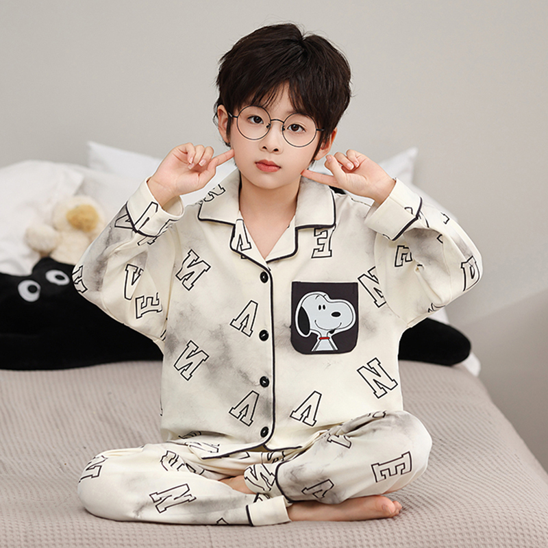 儿童睡衣男孩春秋款2025新款秋冬季男童纯棉长袖薄款中大童青少年