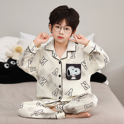 儿童睡衣男孩春秋款2025新款秋冬季男童纯棉长袖薄款中大童青少年