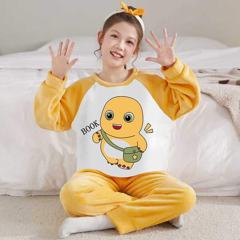 女童睡衣秋冬季珊瑚绒女孩儿童学生家居服保暖法兰绒2025新款套装