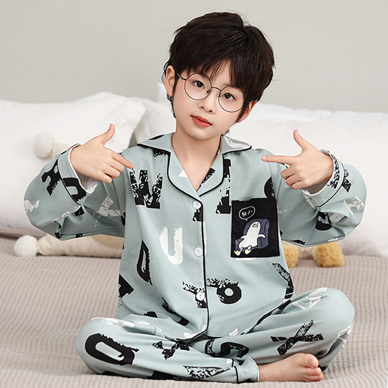 儿童睡衣男孩春秋款2025新款秋冬季男童纯棉长袖中大童青少年套装