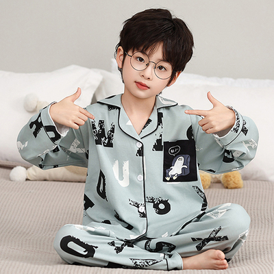 儿童睡衣男孩春秋款2025新款秋冬季男童纯棉长袖中大童青少年套装