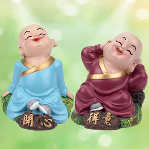 禅意小和尚摆件小沙弥创意可爱公仔家居客厅茶室书房办公室装饰品