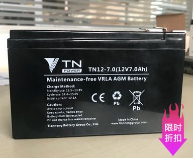 天能TN12-7.0蓄电池12V7AH免维护通力电梯电动卷帘门主机UPS电源 五金/工具 蓄电池 原图主图