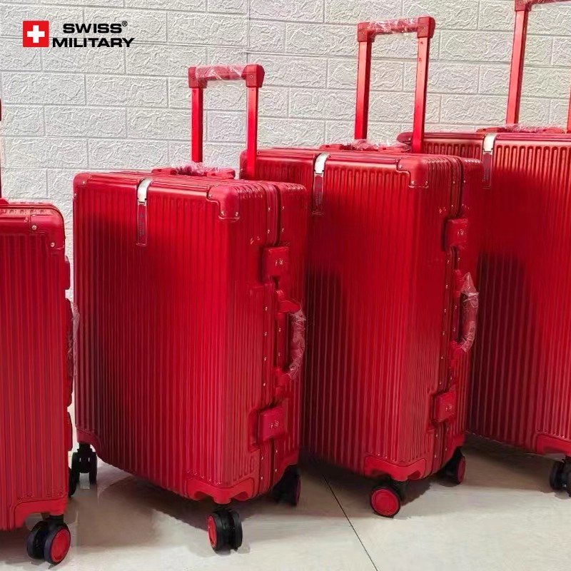SWISSMILITARY红色行李箱结婚陪嫁新娘拉杆箱婚庆箱密码箱旅行箱
