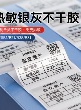 精臣B1/B21/B3S/B31银灰色标签固定资产办公贴纸标签机打印纸亚银