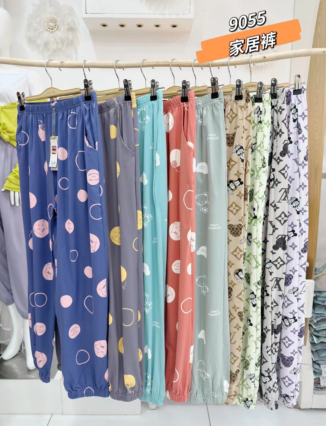 专柜正品95%纯棉大牌出品女家居裤透气吸汗弹力腰围宽松版型休闲