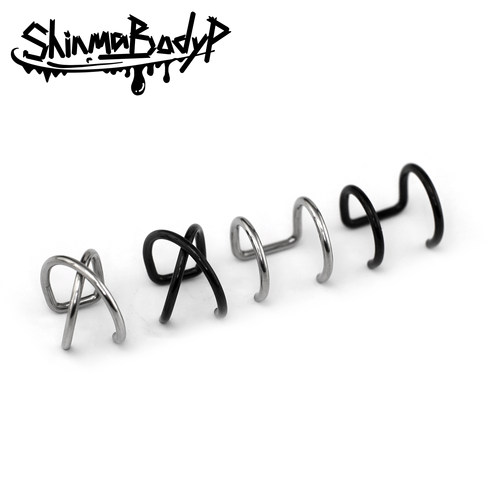 Shinma钛钢黑白双线唇夹假唇环