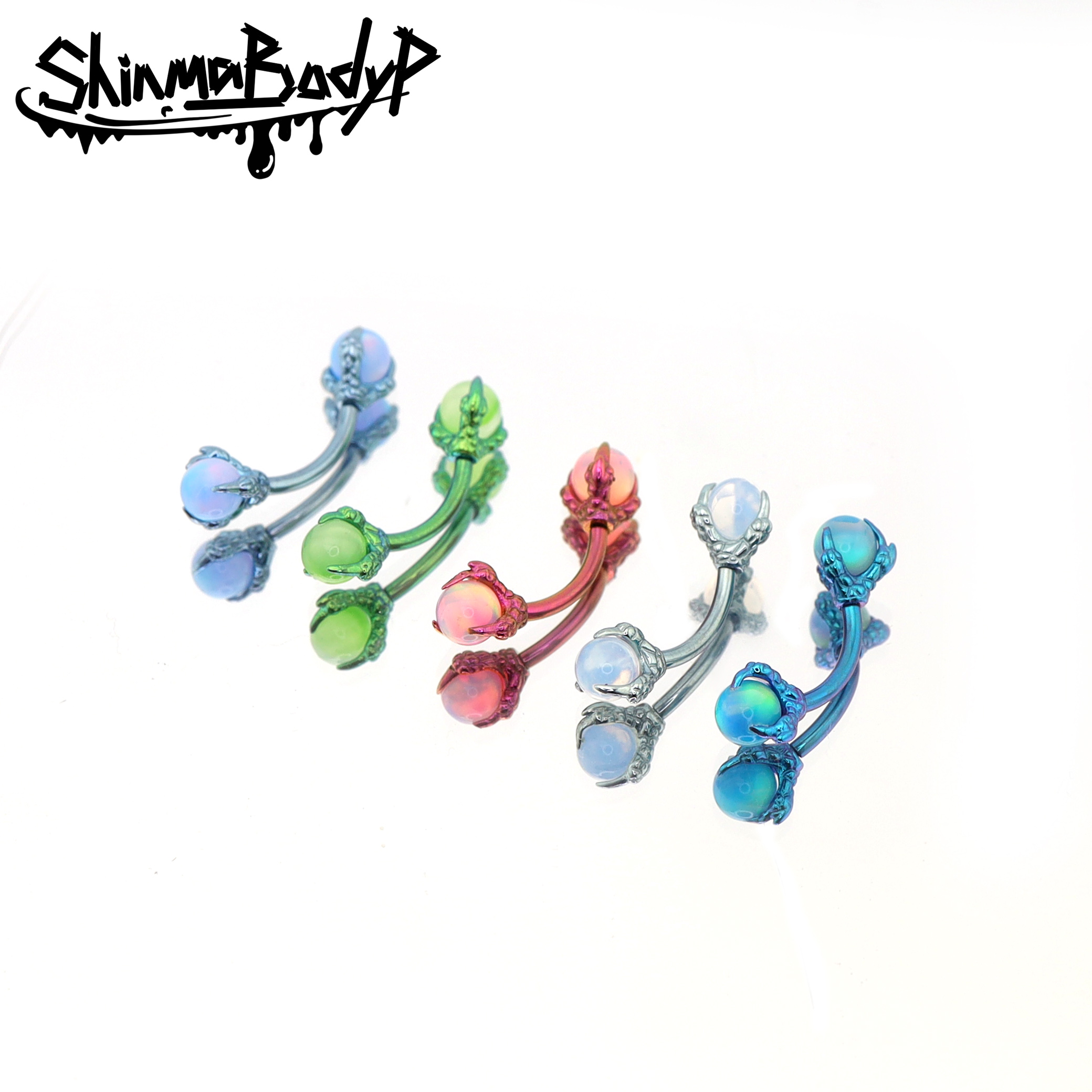 ShinmaF-136钛合金龙爪澳宝幻彩眉钉rook钉耳骨钉小众亚比哥特