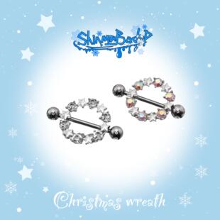 Shinma 穿刺饰品乳钉 钛钢五角星星超闪花环银色彩色镶钻乳环个性