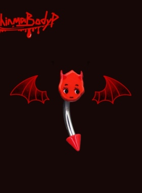 Shinma红色小恶魔尖锥眉钉耳骨钉rook穿刺饰品钛钢亚克力亚比个性