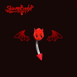 Shinma红色小恶魔尖锥眉钉耳骨钉rook穿刺饰品钛钢亚克力亚比个性