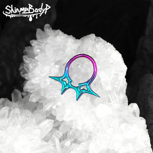 ShinmaF-136钛合金尖刺荆棘镂空鼻中隔环耳环卡扣环哥特小众穿刺