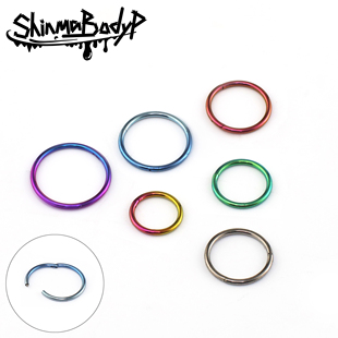 shinma0.8mm细杆素圈钛合金养洞卡扣鼻环鼻钉枪打闭口耳环耳骨环