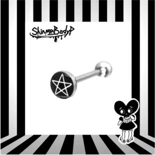 Shinma 钛钢滴胶暗黑哥特土酷亚比长杆短杆舌钉穿刺 五芒星