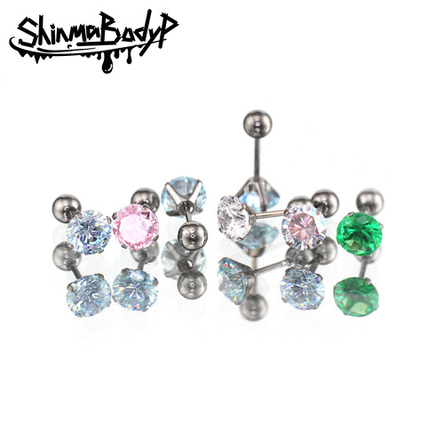 ShinmaF-136钛合金超闪锆石耳钉