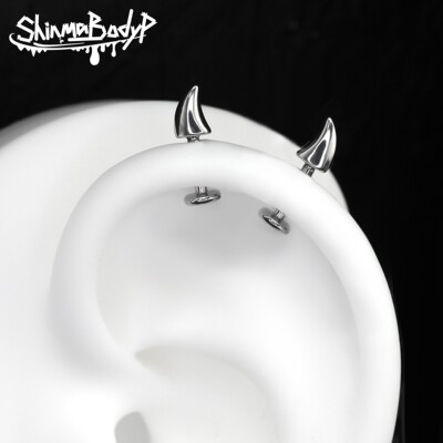 ShinmaF-136钛合金恶魔角耳钉