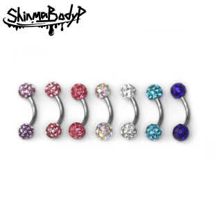 Shinma 穿刺饰品 钛钢包钻满钻眉钉rook钉耳骨钉辣妹小众超闪个性