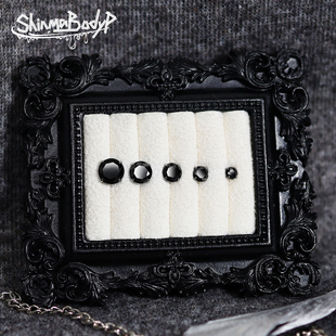 Shinma 钛合金内牙黑色锆石日韩暗黑风甜酷医用耳钉耳骨钉 黑耀