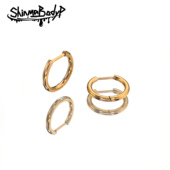 ShinmaF 136钛合金直针镀K金素圈耳环耳骨环免摘养洞复古穿刺耳饰