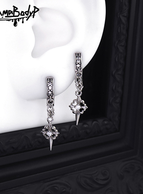 Shinma 钛钢北极星克罗十字白色锆石耳环耳骨环亚比气质甜辣酷帅