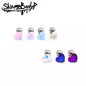 Shinma 水钻偏光闪闪爱心桃心型幻彩耳钉耳骨钉土酷甜辣可爱穿刺