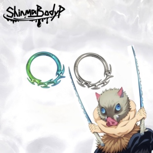 ShinmaF-136钛合金尖刺荆棘火焰鼻中隔环耳环卡扣环哥特小众穿刺
