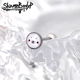 Shinma钛钢原创小海豹可爱女生滴油舌钉甜美亚比萌穿刺