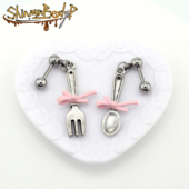 Shinma烘焙高手可爱餐具趣味耳钉耳骨钉甜品少女个性 小众穿刺