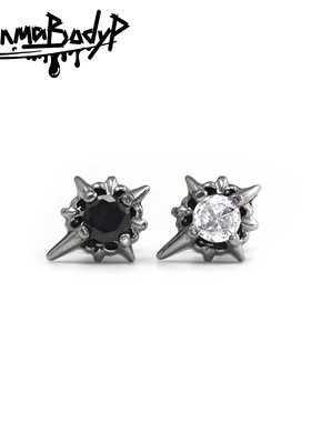 Shinma 六芒星锆石复古耳钉欧美北极星钛钢耳钉十字架星芒耳饰