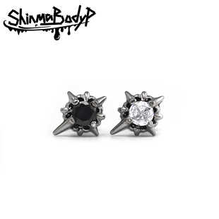 六芒星锆石复古耳钉欧美北极星钛钢耳钉十字架星芒耳饰 Shinma