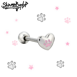 Shinma 爱心猫咪粉色黑色猫爪亚比甜酷可爱舌钉舌环 爱宠日记