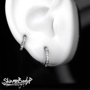 耳环耳骨环百搭气质超闪土酷穿刺耳饰 Shinma钛合金镶钻卡扣式