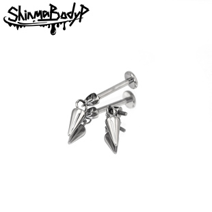 ShinmaF-136钛合金尖锥铆钉挂坠平底唇钉耳钉耳骨钉亚比哥特小众
