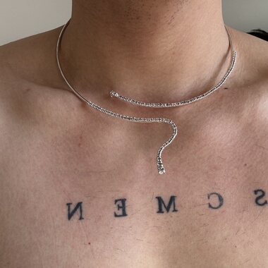 SHUCHEN MEN个性高级感水钻饰品ins创意配饰蛇骨链