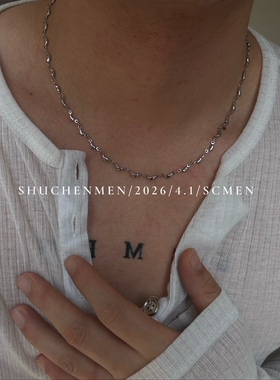 SCMEN 设计师小香蕉几何高级感女ins项链锁骨链 钛钢镀18k金镀银