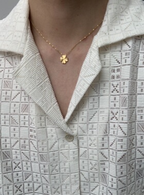 SCMEN幸运四叶草锁骨链钛钢不掉色项链男简约百搭不褪色项链女