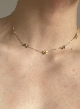 SCMEN锁骨链短款氛围感蝴蝶钛钢不掉色项链男女饰品气质简约颈链