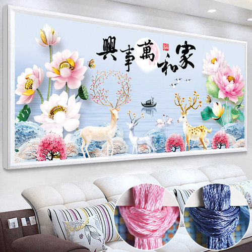 十字绣家和万事兴发财麋鹿