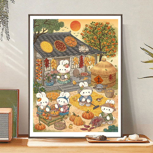 皇室蒙娜丽莎晒秋日兔子十字绣