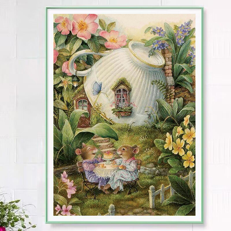 蒙娜丽莎简约客厅下午茶十字绣