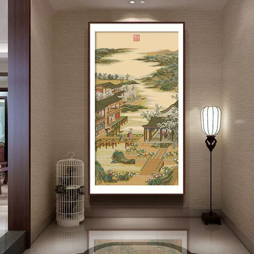 Юнчжэн декабрь февраль 2026 г. Новая вышивка нитками ручной работы Запретный город Пейзажи династии Цин Традиционные китайские картины Известные картины Вертикальная вышивка