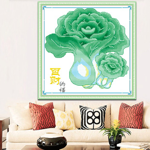 蒙娜丽莎十字绣百财纳福2025年新款 线绣客厅白菜小件卧室餐件刺绣