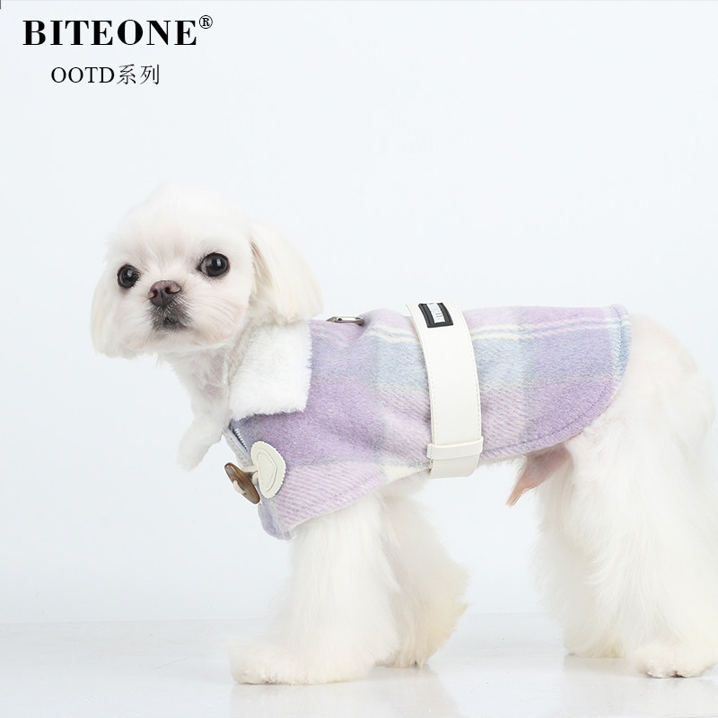 BITEONE【鸢尾爱丽思】猫咪狗狗宠物衣服2024秋冬新款呢大衣