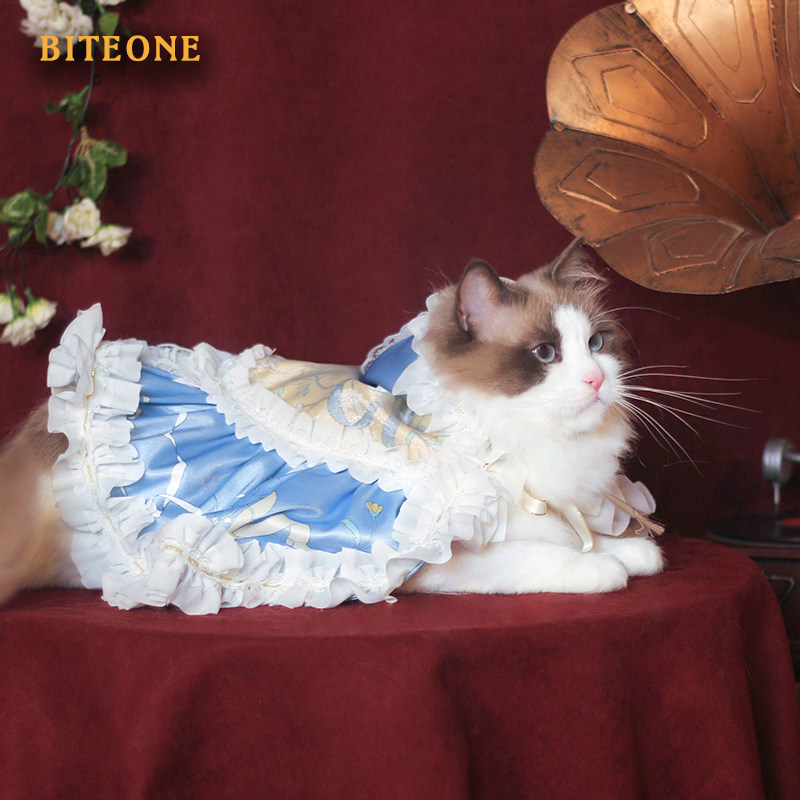 BITEONE 猫咪LOLITA衣服布偶猫仙迪瑞拉小披风猫咪生日礼物限定