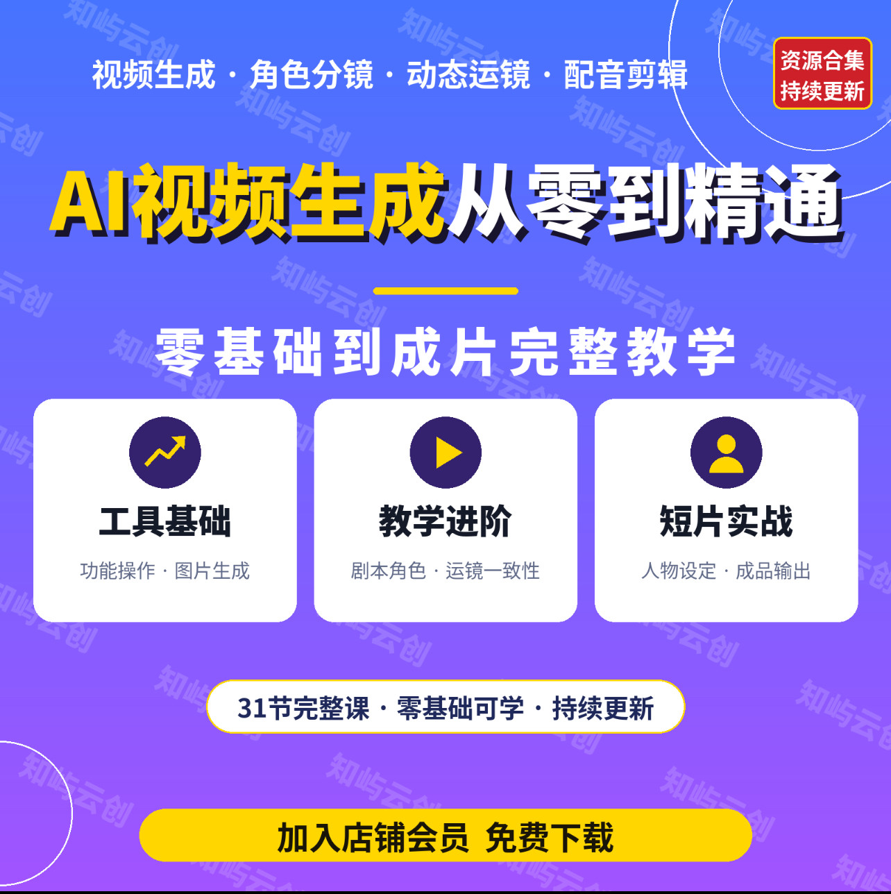 AI视频生成教程零基础到精通 漫剧脚本分镜配音教学素材